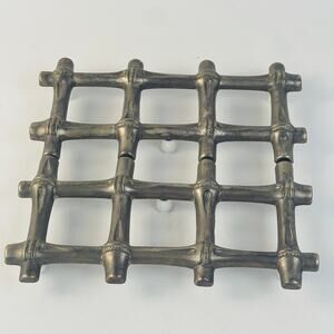 Bamboo Silver Tone Expanding Trivet